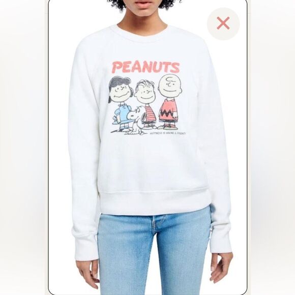 Re/Done Peanuts raglan sweatshirt classic crew neck soft top $228 Sz S - Picture 2 of 9